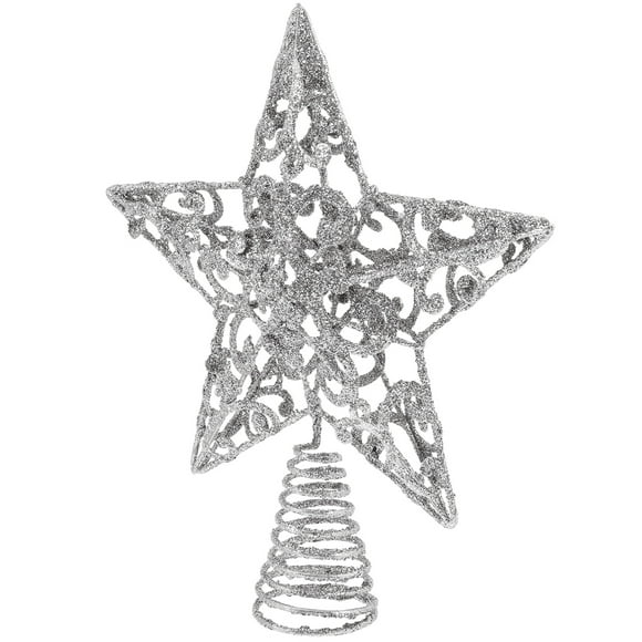BRIGHTFUFU Christmas Star Decor Silver Five Pointed Star Ornament with Gift Function for Families 1Set