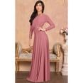 thumbnail image 2 of KOH KOH Long Sleeve Modest Fall Winter Elegant Evening Flowy Empire Waist Full Floor Length Cocktail Formal Tall Pleated Maxi Dress Gown Abaya For Women Cinnamon Rose Pink XX-Large US 18-20 NT009, 2 of 6