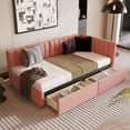 thumbnail image 2 of uhomepro Upholstered Twin Daybed with Roll Out Drawers, No Box Spring Needed, Pink Fabric, 2 of 11