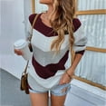 thumbnail image 4 of Fesfesfes Women Sweaters Casual Color Matching Pullover Long Sleeve Round-Neck Sweater Under $10, 4 of 7