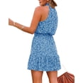 thumbnail image 3 of Sleeveless Women Sun Flowy Chiffon Spaghetti Halter Ruffle Dress, 3 of 4