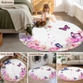 thumbnail image 5 of Large Round Rug 8Ft Washable Non-Slip, Pink Flower Circle Area Rugs for Living Room Bedroom, Spring Floral Butterflies Elegant Pastoral Birds Indoor Floor Mats Carpet Runner for Home Decor, 5 of 8