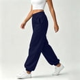 thumbnail image 6 of Womens Jogger Sweatpants Elastic High Waist Solid Relaxed Fit Joggers Ribbed Cuff Casual Athletic Trousers with Side Pockets Navy M, 6 of 6