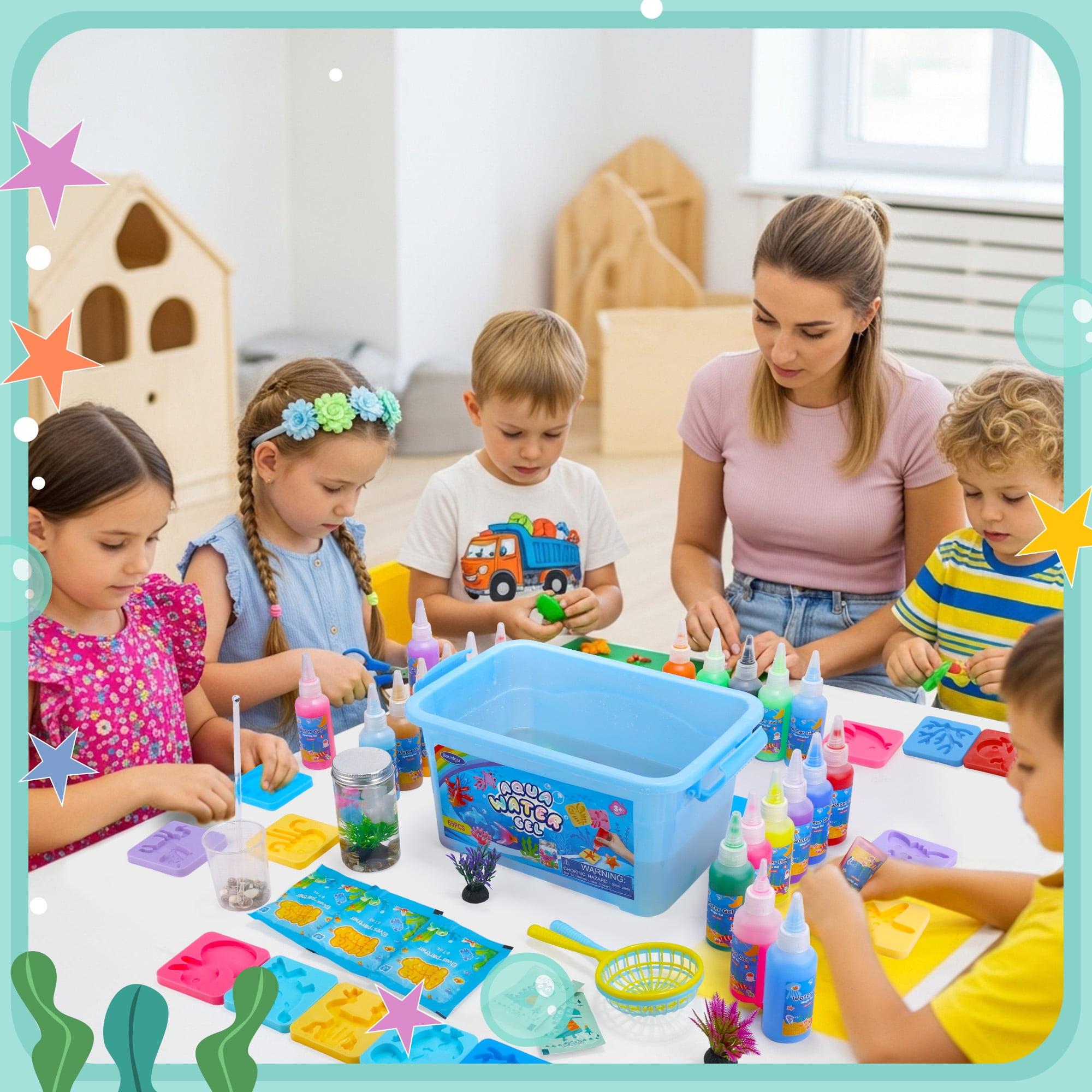 Bounlgsr Aqua Fairy Water Gel Kit for Kids, Magic Elf Water Toy Water Spirit with 3 Types 20 Water Gel, 24 Molds and Accessories for Children's DIY Magic Elf Water Toy, Gifts for Kids