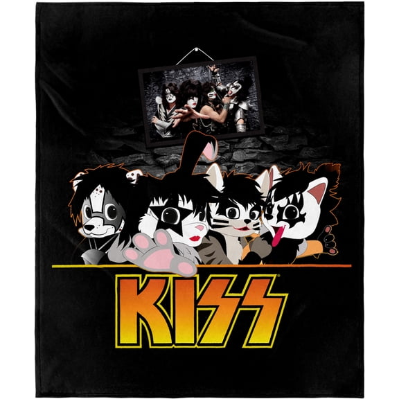KISS Blanket KISS Kitty Faces Photo Music Band Fleece Throw Blanket