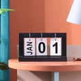 thumbnail image 2 of Calendario perpetuo, calendario de escritorio de decoración del hogar de oficina elegante creativo de madera, ilustraciones de estilo retro vintage (negro), 2 of 5