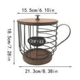 thumbnail image 2 of Large Capacity Coffee Pod Holder with Wood Lid & Base, Retro Metal Organizer for Coffee Filters, Cups, Bags - Ideal Coffee Station Accessory for Home & Café, 2 of 4