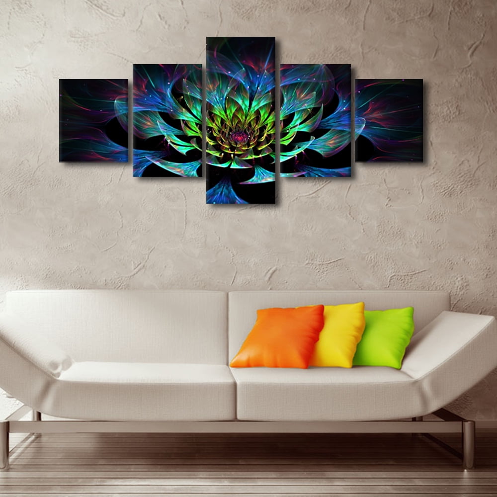 TISHIRON 5PCS Framed Canvas Wall Art Set,50"x24" Abstract Blooming