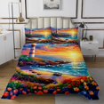thumbnail image 1 of Erosebridal Romantic Beach Coverlet Set Queen, Colorful Flower Bedding Set, Marine Lighthouse Decor, 1 of 5