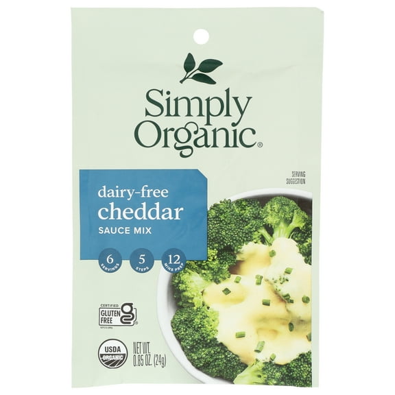 (Pack 12), Simply Organic Dairy-Free Cheddar Sauce Mix, 0.85 oz