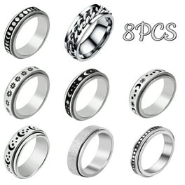 Pcs Vintage Spinner Rings Set for Women Men Rotating Stainless