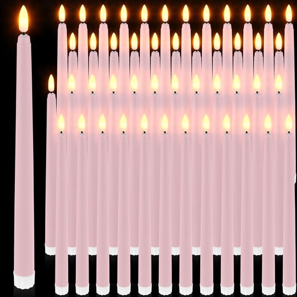 Velas cónicas sin llama Handepo Realistic, 28 cm, 48 unidades, color rosa