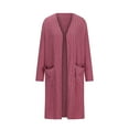 thumbnail image 6 of Women's Lightweight Button Down Cardigan Sweaters Ndbuld Women's Solid Plus Size Long Sleeve Cardigan Coat With Pockets Gift for Adults Hot Pink XL, 6 of 8