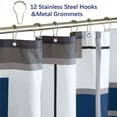 thumbnail image 3 of Modern Geometric Shower Curtain Blue,Blue and Black White Waterproof Shower Curtain Set for Bathroom Restroom with 12 Metal Hooks, 72 x 84 inch, 3 of 6