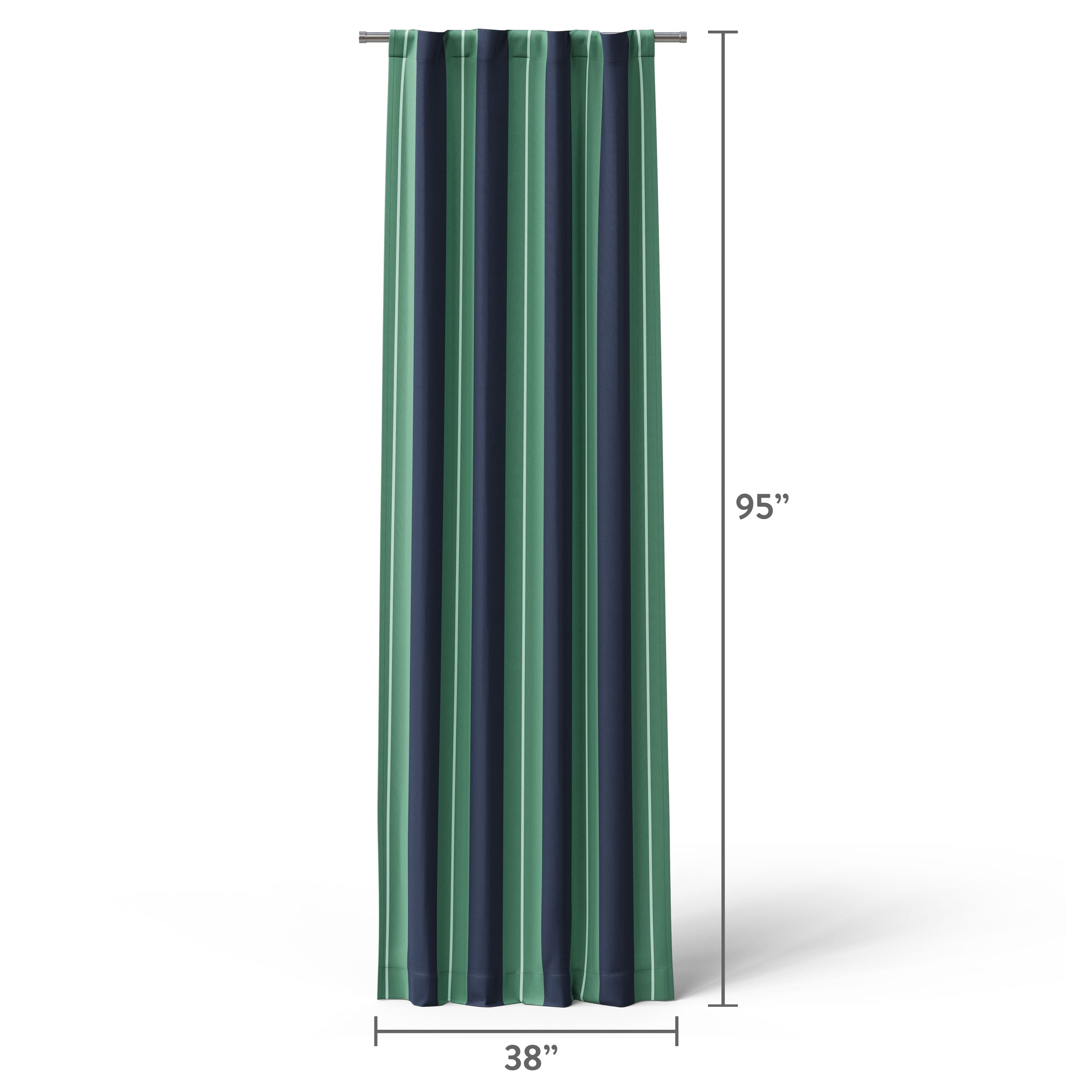 Mainstays Kids Green and Navy Blue Printed Blackout Rod Pocket with Back Tabs Single Curtain Panel, Set of 1, 38" W x 95" L