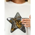 thumbnail image 6 of INSPIRE CHIC Women's Sequin Shiny Star Crew Neck Party Long Sleeve Sweatshirt Top White M, 6 of 6
