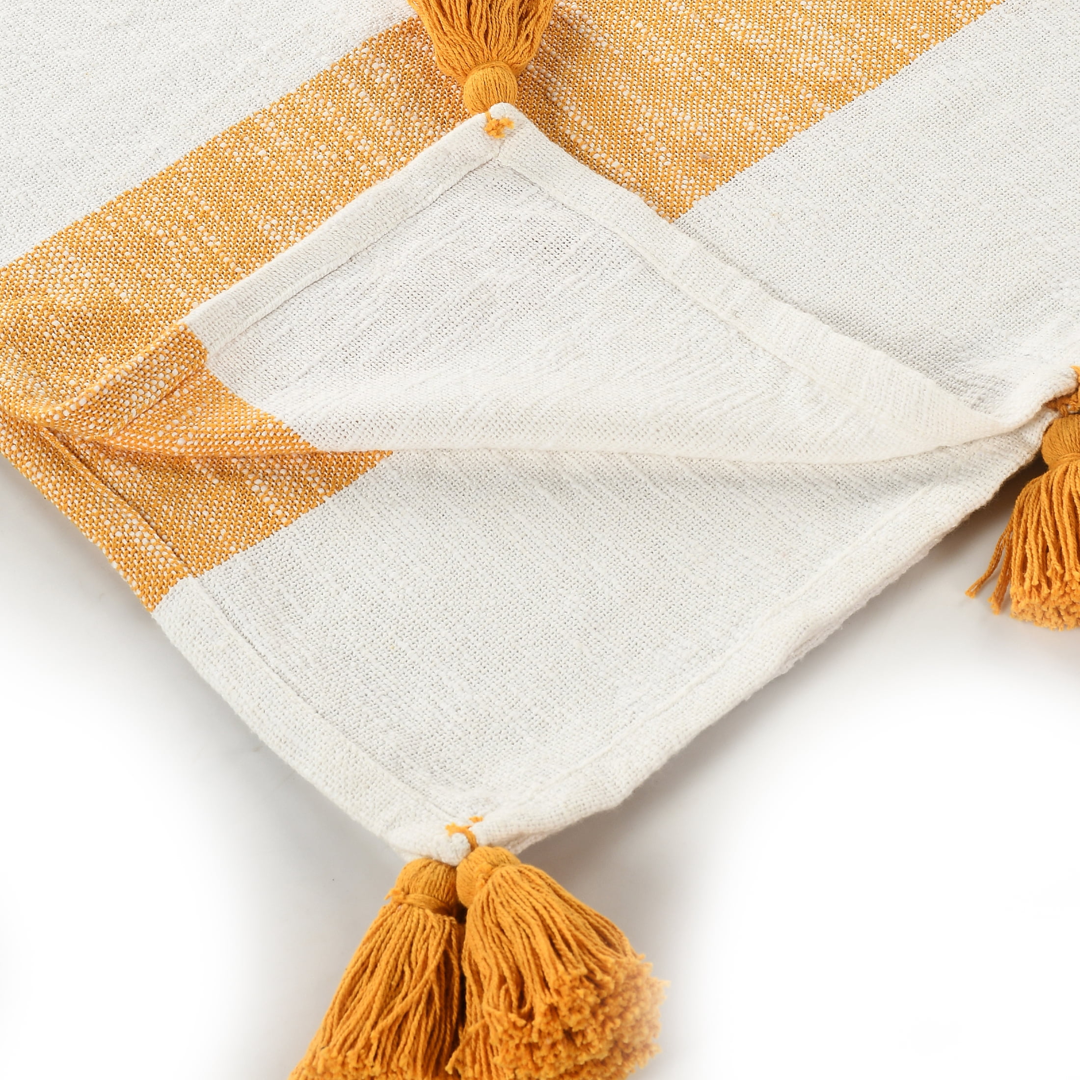 Ox Bay Yellow Coastal Striped Adult Cotton Throw Blanket, 50" x 60"