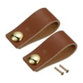 thumbnail image 1 of Unique Bargains Leather Drawer Pulls 2.4' 2Pack Leather Furniture Handles Drawer Knob Pull Brown, 1 of 5