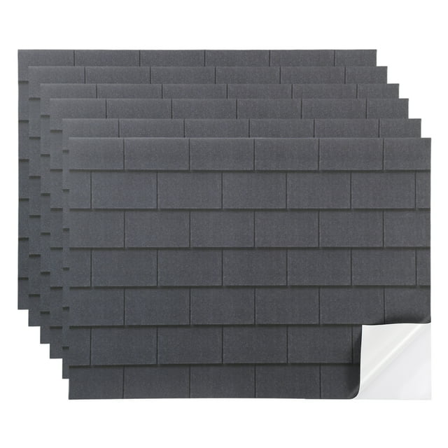 Uxcell 6 Piezas Papel Tapiz para Casa de Muñecas 1:12 Teja Autoadhesiva Negra Gris Oscura