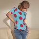 thumbnail image 3 of Balery Strawberries Body de cuello redondo de manga corta para mujer Tops de manga corta Tops básicos-Large, 3 of 7