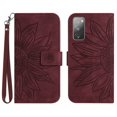 thumbnail image 1 of Mantto for Samsung Galaxy S20 FE 6.5 inch Wallet Case with Wrist Strap,Stylish Sunflower Embossed PU Leather Shockproof Protective Magnetic Clasp Flip Kickstand Card Slots Phone Cover,Winered, 1 of 10