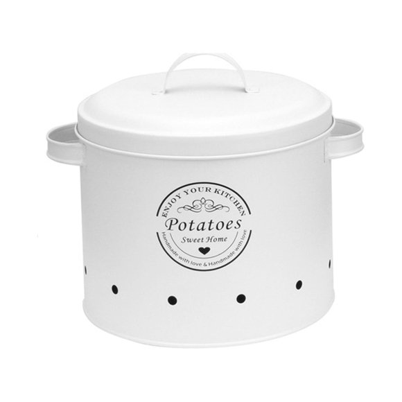 Potato Onion Garlic Storage Bin Kitchen Storage Canister with Airtight Lid, Food Large White
