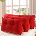 thumbnail image 5 of Large Filled Triangular Sofa Bed Back Cushion Positioning Support Backrest Pillows Reading Pillows with Removable Cover Red California King, 5 of 6