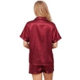 thumbnail image 2 of Satin Pajamas for Women, PUTUO Womens Pajama sets, Soft Short Sleeve Button Down Pajama Set Two-Piece Womens Pajamas, 2 of 5