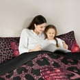 thumbnail image 5 of Manfei Gradient Red Butterfly 3-Piece Full Size Comforter Sets for Teens Children Female,Leopard Print Bedding Comforter Set,Bling Glitter Lightweight Bedding Sets,Luxury Bedroom Decor, 5 of 8