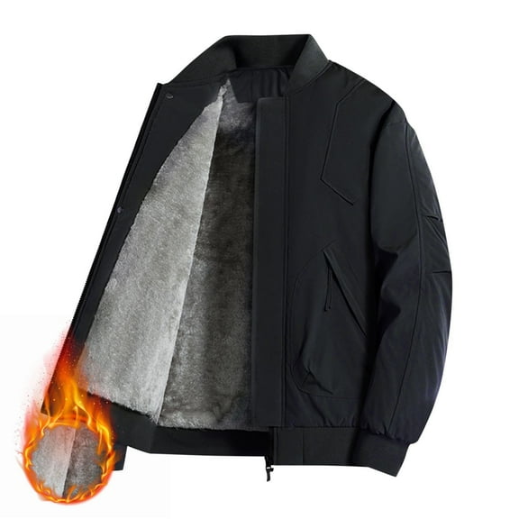 M-4X Mens Big & Tall Jackets with Zipper Pockets Plus Size Fleece Lined Coats Thermal Warm Long Sleeve Zip Up Mock Neck Work Winter Outerwear Jacket