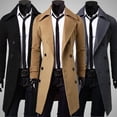 thumbnail image 4 of hombre slim Chamarra de doble botonadura larga gabardina de los hombres abrigo de lanapangjing, 4 of 4