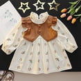 thumbnail image 1 of RXIRUCGD Veste Sans Manches en Cuir Décontractée pour Filles Patchwork Imprimé Fleuri Robe à Manches Longues Col Rond (Marron, Taille: 3-4 Ans), 1 of 7