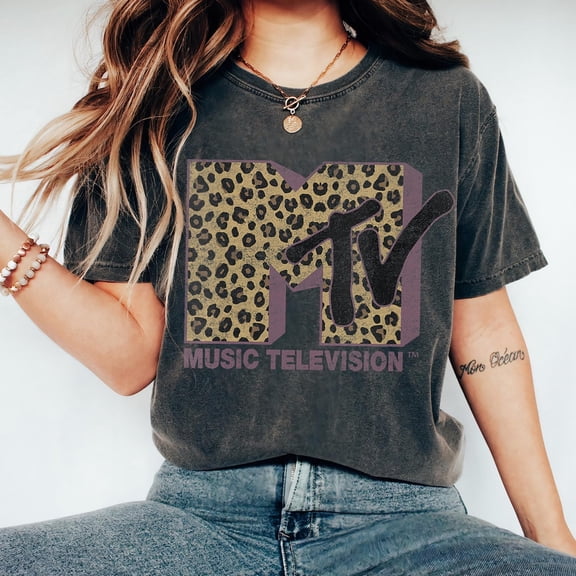 MTV Classic Leo.pard Print Bold Logo Shirt Music Television MTV Logo Tee Retro 80s 90s Style MTV Tee Music Family Matching Tee