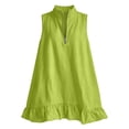 thumbnail image 5 of Hduncf Women's Sleeveless Ruffle Hem Mini Dress Half Zip Stand Collar A Line Short Dresses Summer Casual Boho Beach Sundress Green M, 5 of 8