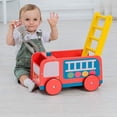 thumbnail image 3 of 4 ruedas, carro de carro de empuje para niños rojo, andador de juguete de empuje para niña/niño de 1 a 3 años, carro de compras de juguete, juguete de vagón de madera, actividad de bebé/andador de aprendizaje para bebés, camión de bomberos rojo Zhivalor CW-CC080, 3 of 8