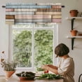 thumbnail image 6 of Brown Pink Vintage Rod Pocket Curtain Valance, Retro Farmhouse Elegant Pastoral Farmhouse Window Valance for Living Room, Bedroom, Kitchen 42"W x 18"L, 6 of 9