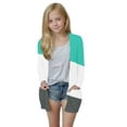 thumbnail image 2 of MKOSPLRT 5-14 Years Girls Color Block Print Long Sleeve Open Front Cardigan Casual Button Down Knee Length Coat with Pockets, 2 of 9
