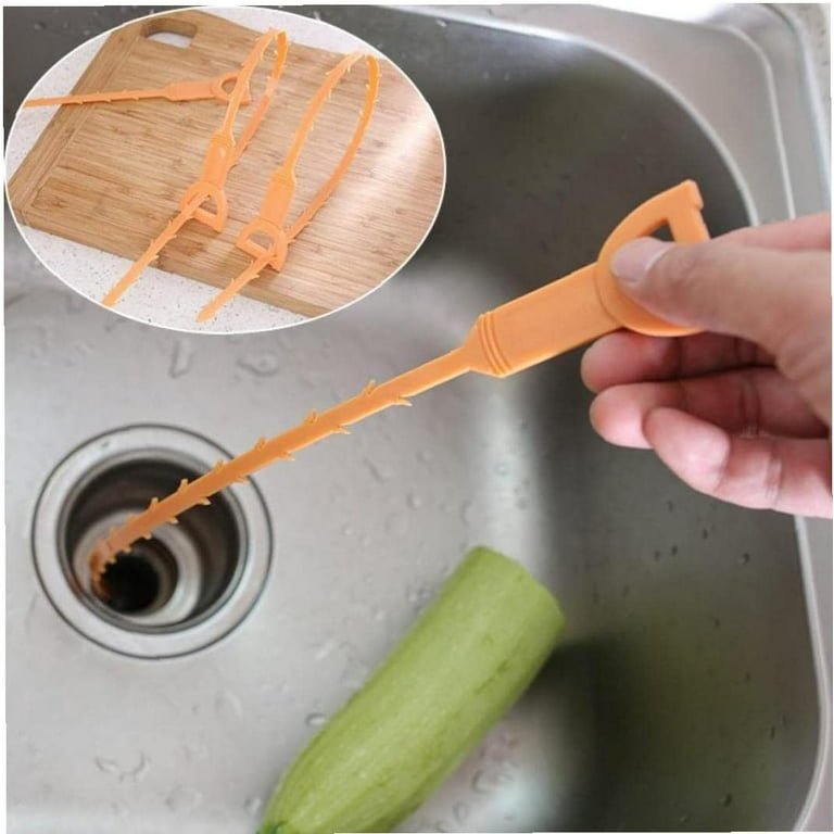Huryfox 6 Pack Drain Clog Remover Plumbing Tool for Bathroom Shower & Bathtub Drain Cleaner Sink Unclogger Hair Catcher Stick Pipe Tub (Orange)