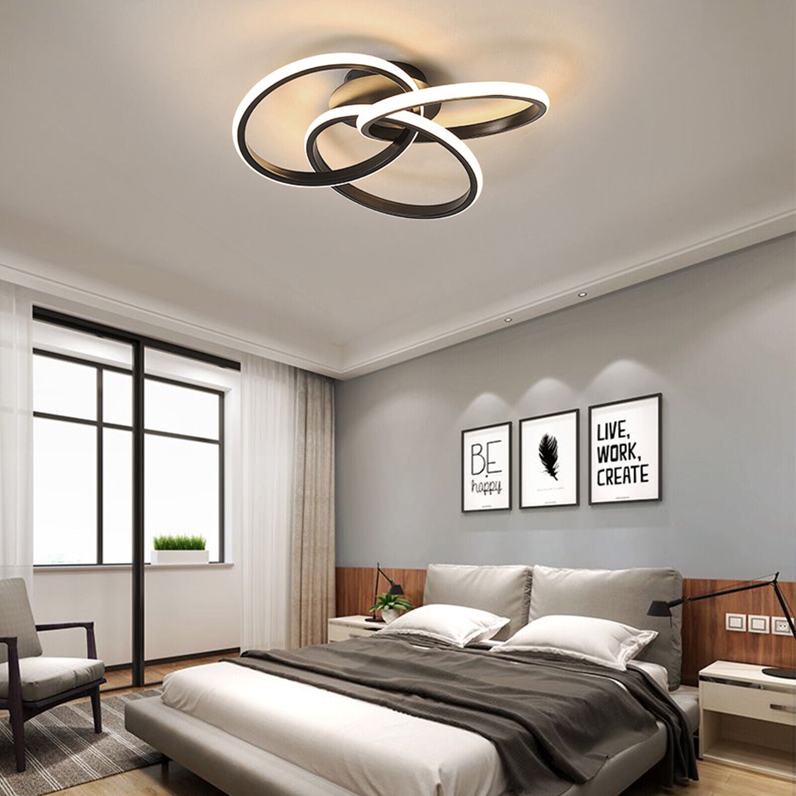 30W Modern LED Acrylic Ceiling Light Flush Mount Lamp Chandelier Living Room Bedrooms Remote W/o Bulb