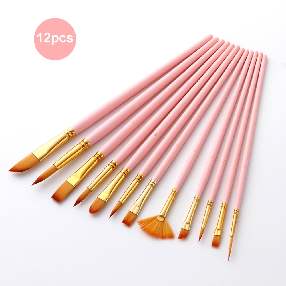 Dcenta 12pcs Painting Nylon Hair Paint Brushes Set Kit Paint Brushes in Art Supplies Multiple