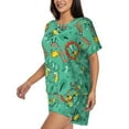 thumbnail image 2 of Naloa Funny Animals in Jungle Women's Short-Sleeved Pajama Set, Loungewear, Summer pajamas, Breathable Cozy - Small, 2 of 9