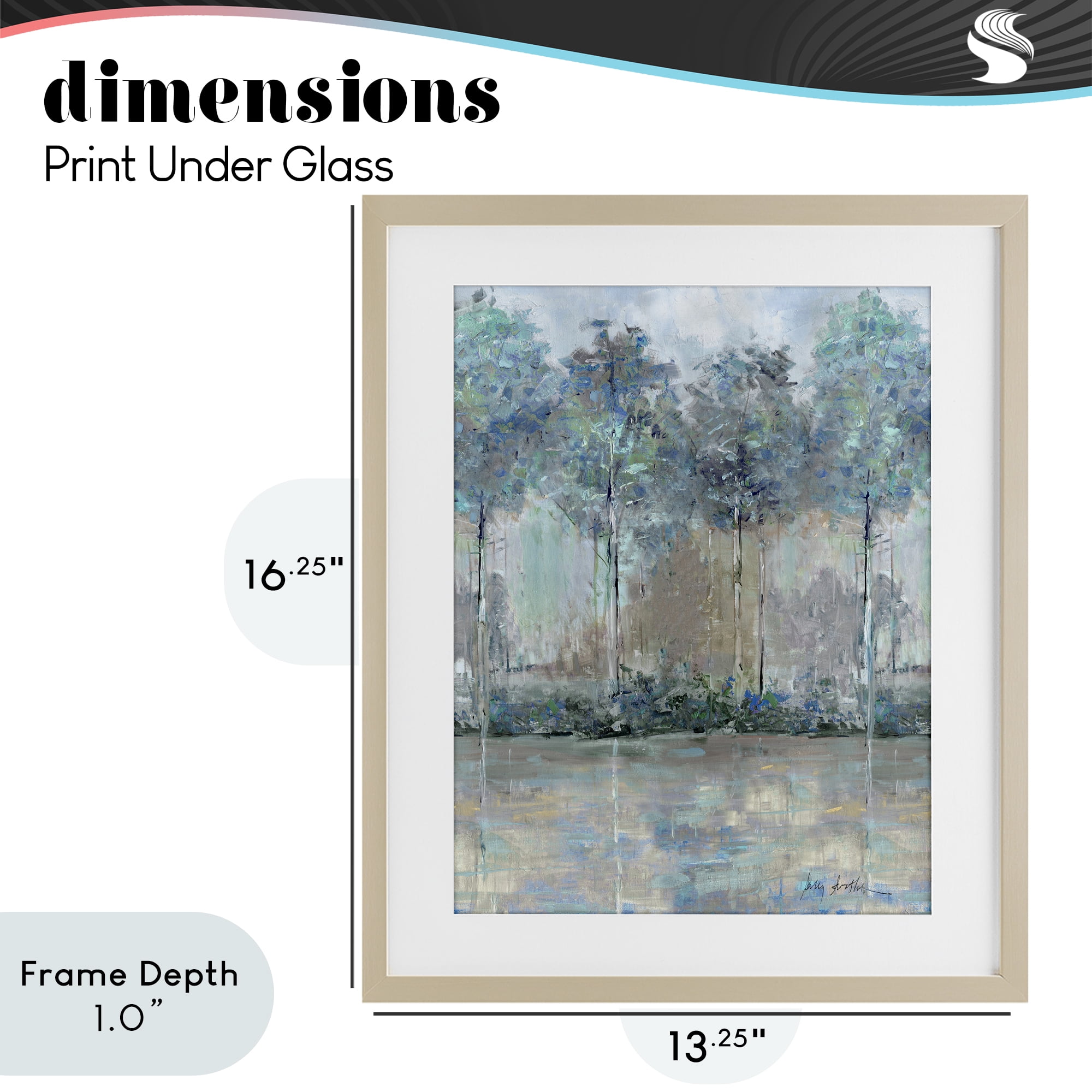 Stupell Industries Subdued Impression of Trees Birch Framed Print Under Glass, design by Sally Swatland