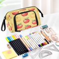 thumbnail image 5 of Fish Mouth Pencil Bag 9.45*3.74*5.9 Inches Pencil Bag Pencil Case Pencil Box Makeup Bag Suitable for Office and Study Cartoon Red and Yellow Apple, 5 of 7