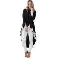 thumbnail image 3 of Casual Mujer Otoño Vestido Kaftan Irregular Dobladillo de encaje Empalme Mangas largas O Cuello Cami Abanopi Negro/S, 3 of 7