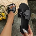 thumbnail image 2 of Ediodpoh Women Slippers Fashionable New Pattern Simple Solid Color Open Toe Flat Bottom Comfortable Summer Beach Sandals Women's Slippers Black 8, 2 of 9