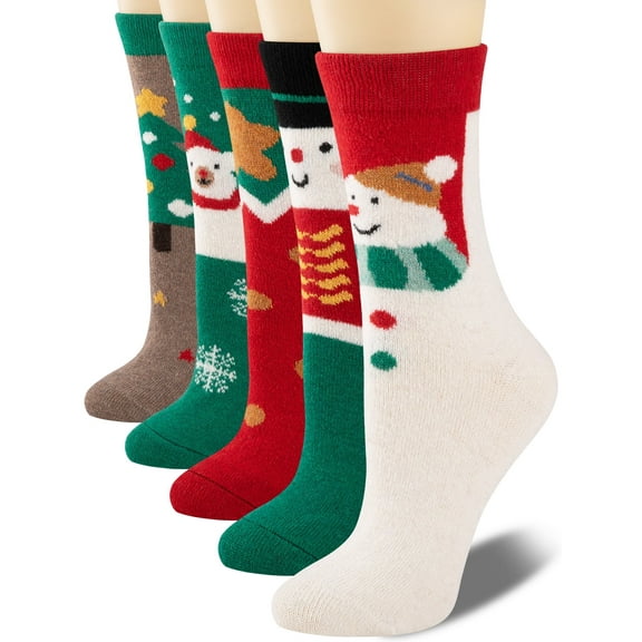 COOPLUS Women & Men Christmas Socks Cute Crazy Design Socks Novelty Gift For Women & Men 5 Pairs