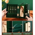 thumbnail image 5 of VigorPro Travel Portable Jewelry Box with Mirror, PU Leather Small Organizer for Rings, Earrings, Necklaces, Watches, Bracelets(Forest Green), 5 of 9