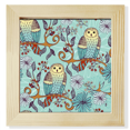 thumbnail image 1 of Blue Flower Owl Protect Animal Pet Lover Square Picture Frame Wall Tabletop Display, 1 of 3