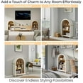 thumbnail image 5 of Arched Small Bookcase with 3 Shelves, Modern Wooden Storage Cabinet with Arched Top, White Finish with Woodgrain Shelves, Entryway Bookshelf for Living Room, Bedroom, 5 of 7