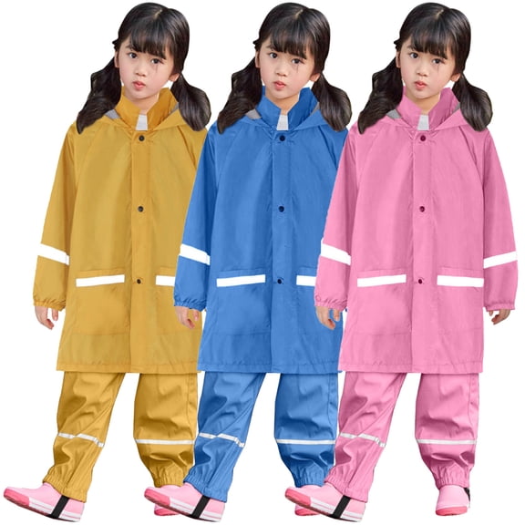Boys Girls Waterproof Suit,Toddler 2-Piece Raincoat with Portable Storage Bag and Reflective Strip